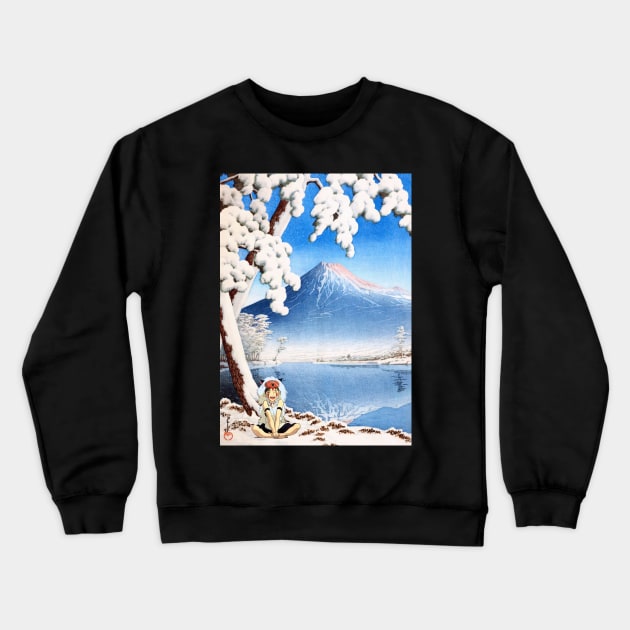 Ukiyo-e snow & mount fuji Mononoke Crewneck Sweatshirt by geekmethat